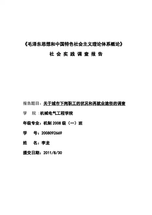 毛概社会实践论文【范本模板】
