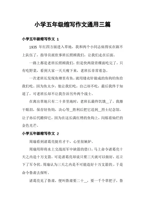 小学五年级缩写作文通用三篇