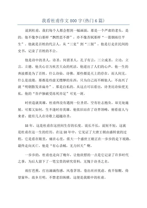 我看杜甫作文800字(热门6篇)