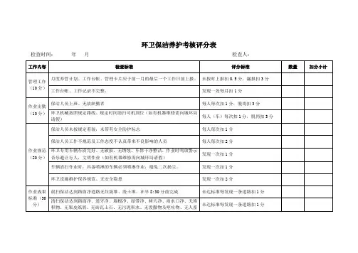环卫保洁养护考核评分表