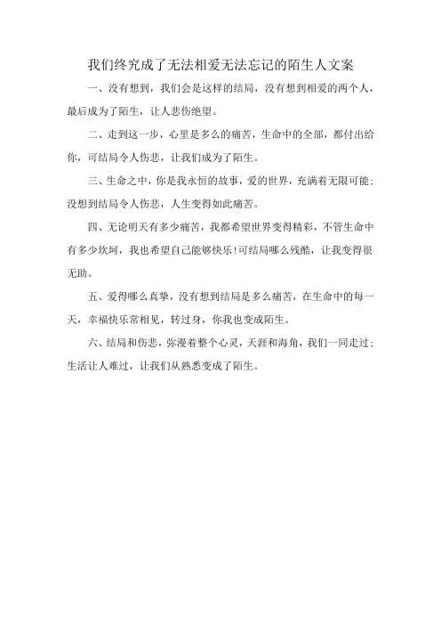 我们终究成了无法相爱无法忘记的陌生人文案