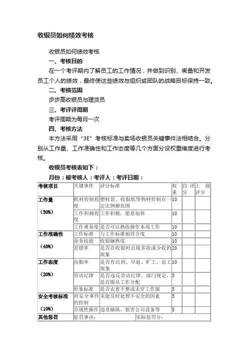 收银员如何绩效考核