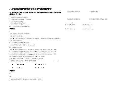 广东省湛江市雷州雷城中学高二化学测试题含解析