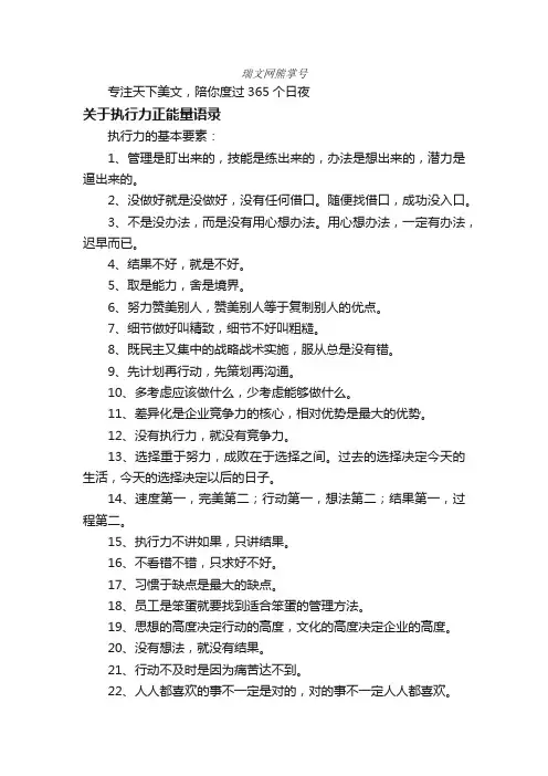 关于执行力正能量语录