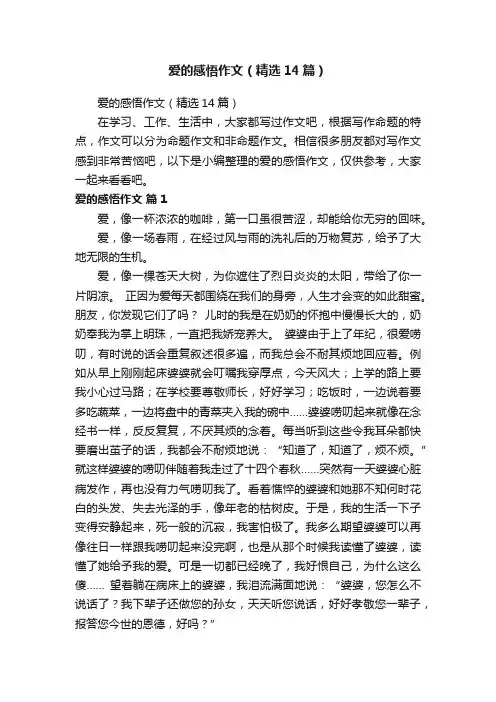 爱的感悟作文（精选14篇）