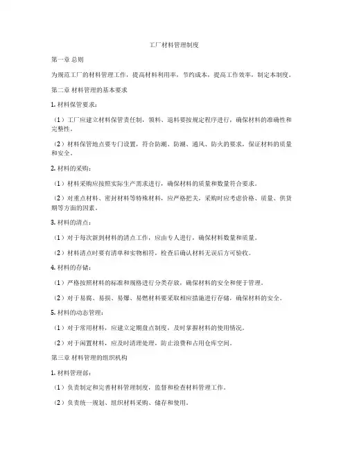 工厂材料管理制度