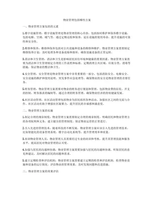 物业管理包括哪些方案