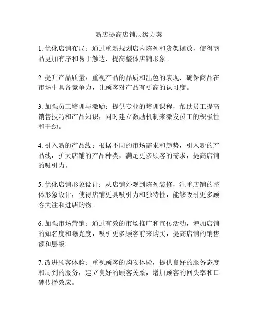新店提高店铺层级方案