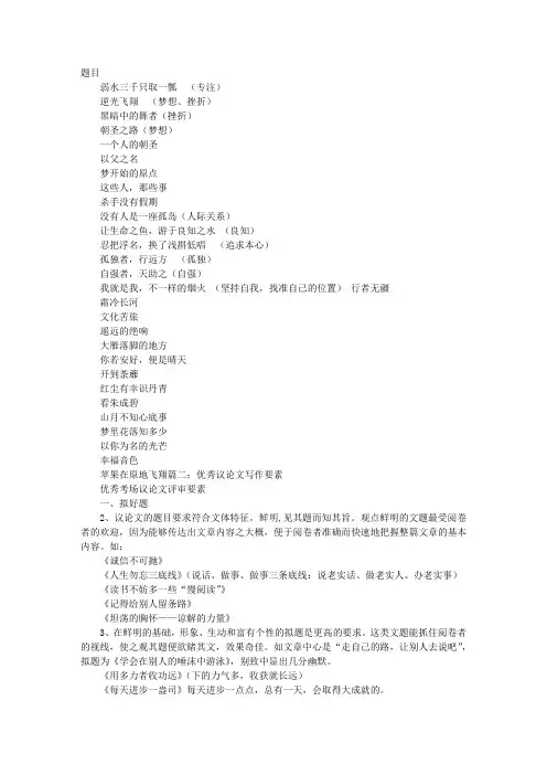 优秀议论文作文题目