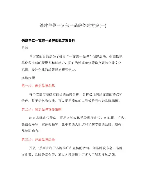 铁建单位一支部一品牌创建方案(一)