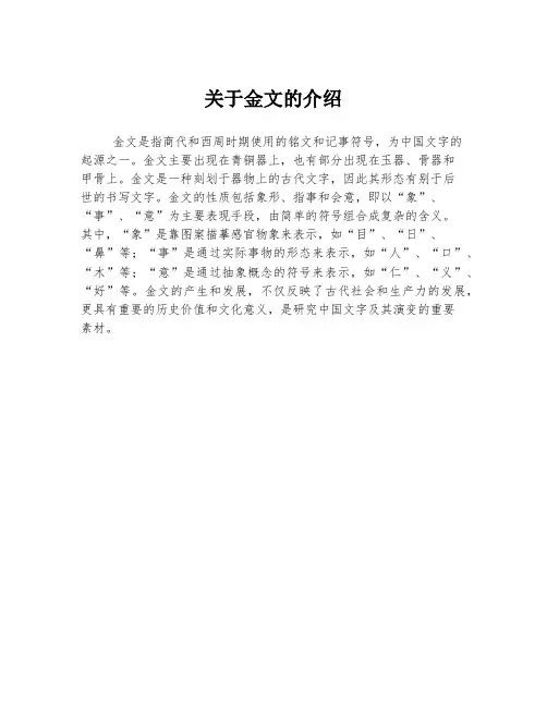 关于金文的介绍