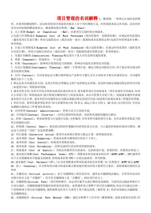项目管理的名词解释