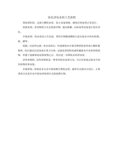 洗化净化水的工艺流程