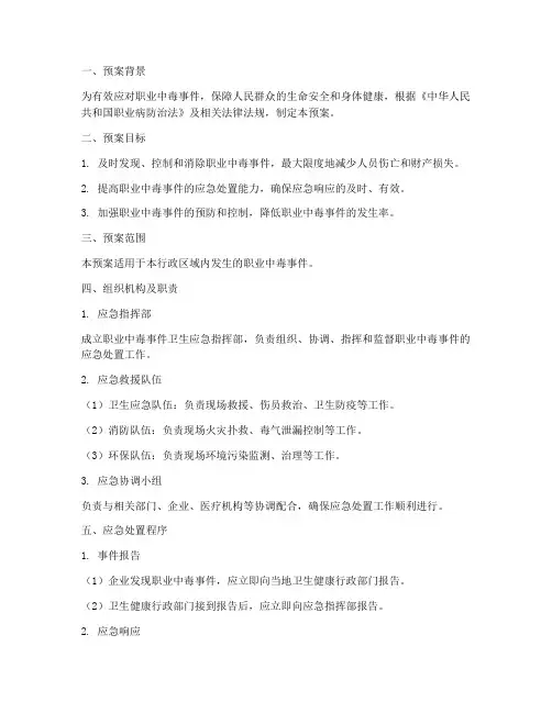 职业中毒事件卫生应急预案