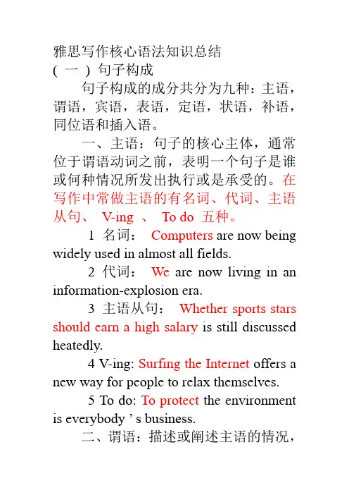 雅思写作核心语法知识总结
