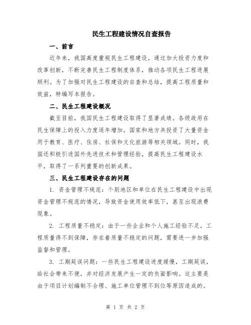 民生工程建设情况自查报告