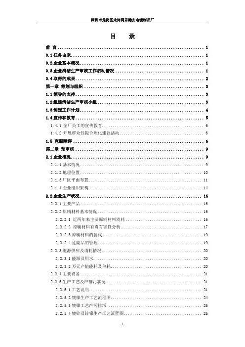 深圳市龙岗区龙岗同乐港安电镀制品厂清洁生产审核报告