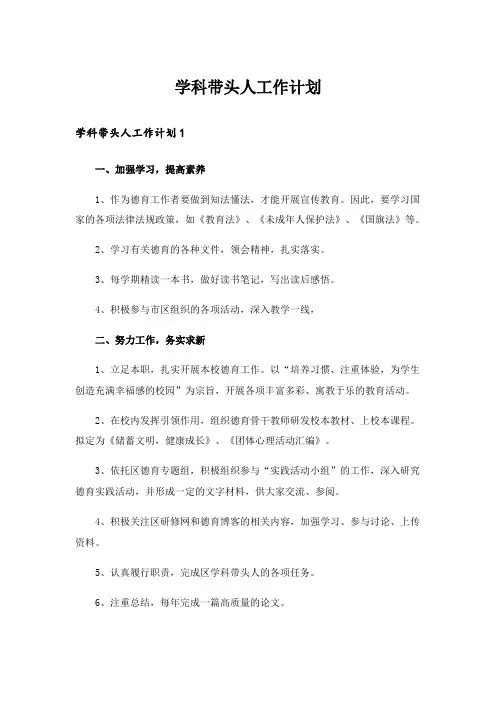 学科带头人工作计划