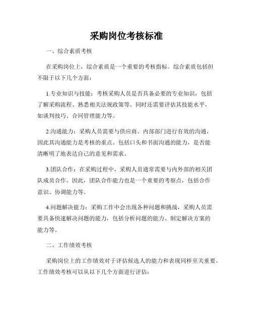 采购岗位考核标准