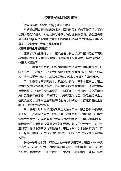试用期满转正的述职报告