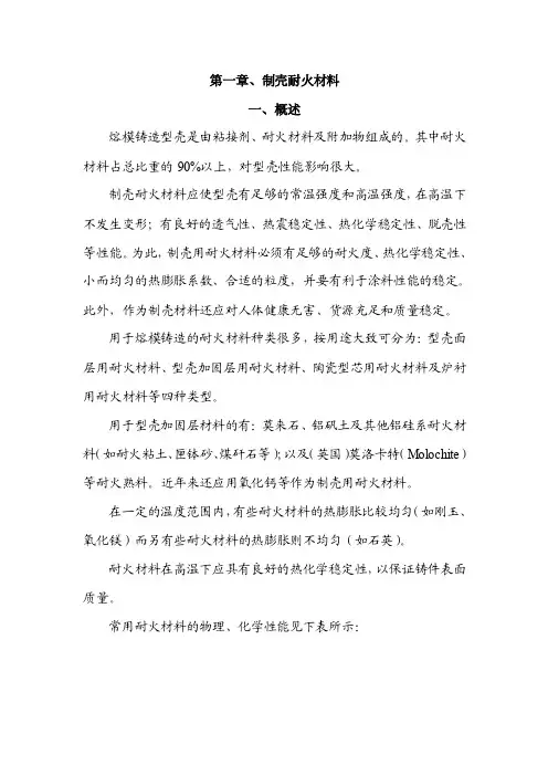 熔模铸造制壳