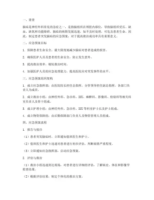 患者突发脑疝的应急预案