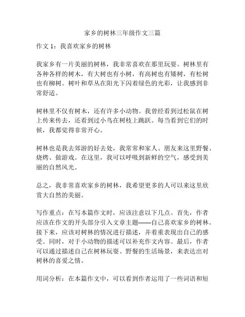 家乡的树林三年级作文三篇