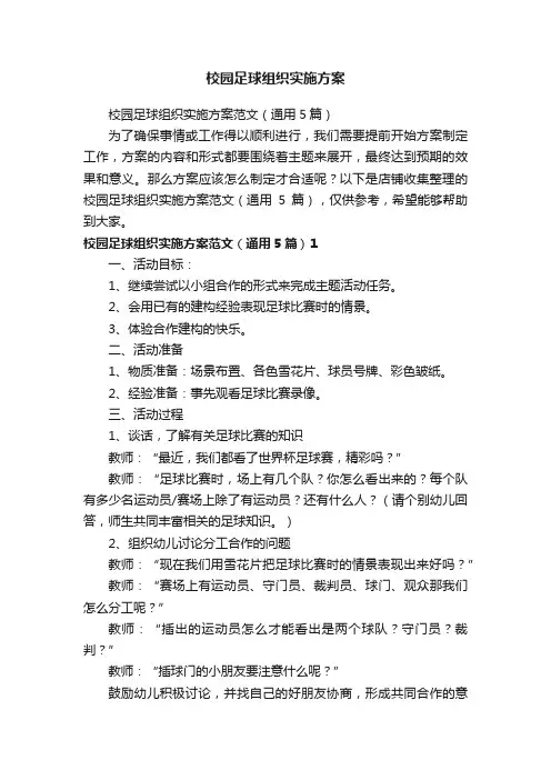 校园足球组织实施方案