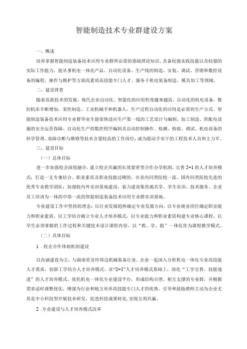 智能制造技术专业群建设方案