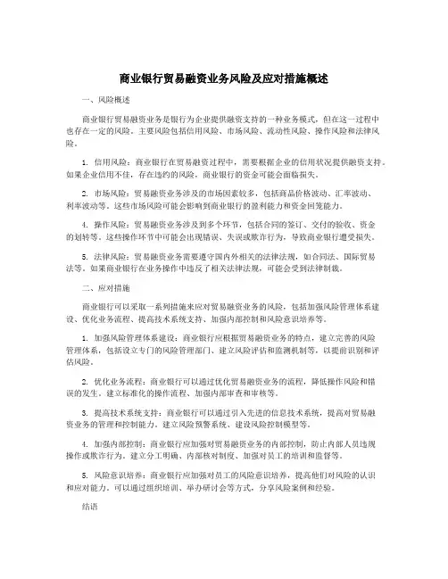 商业银行贸易融资业务风险及应对措施概述