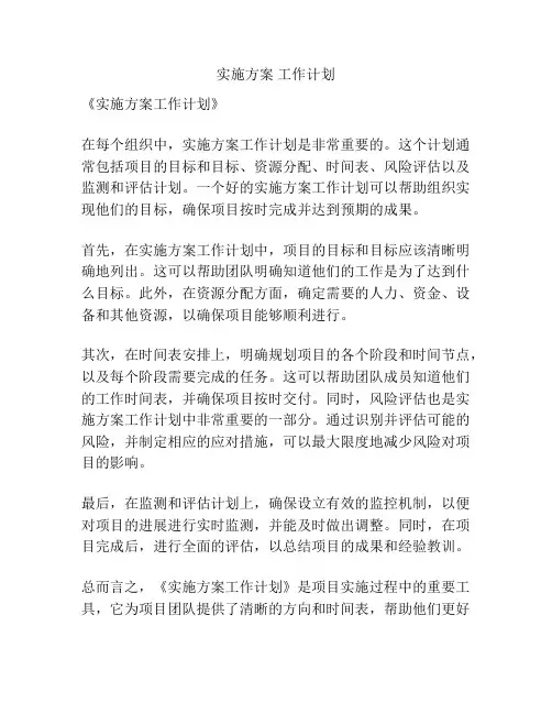 实施方案 工作计划