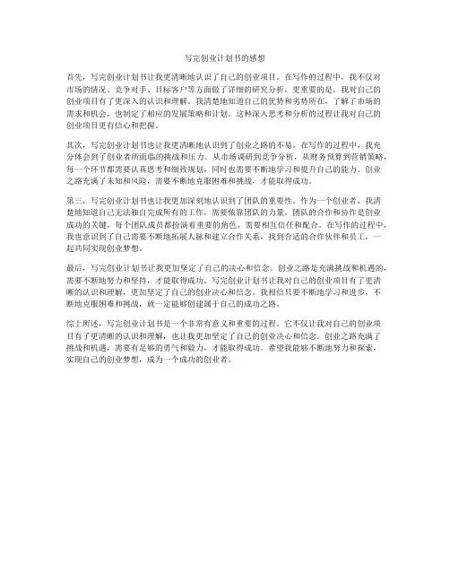写完创业计划书的感想