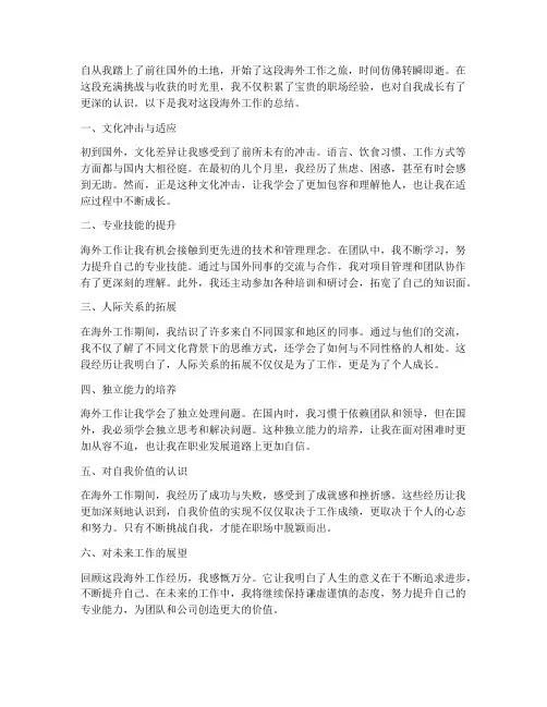 个人海外工作总结
