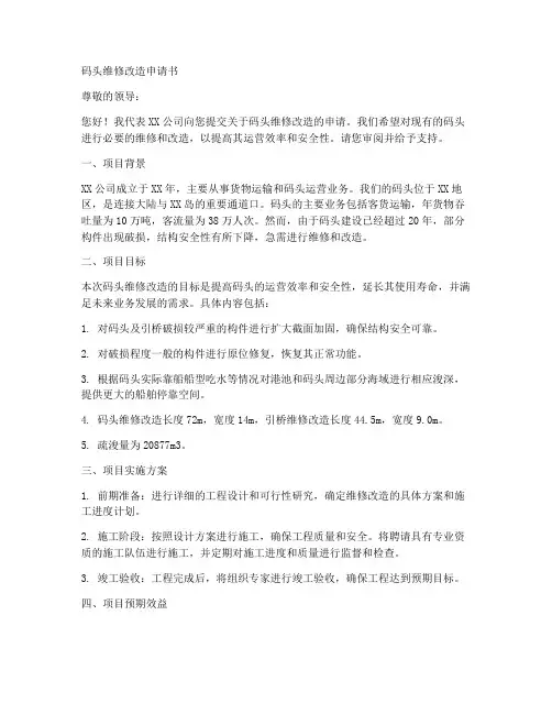 码头维修改造申请书模板