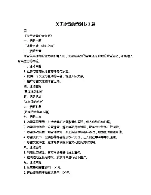 关于冰雪的策划书3篇