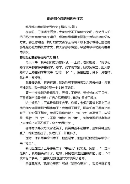 都是粗心惹的祸优秀作文