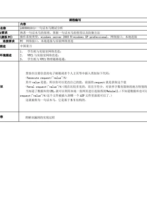 L003001041-一句话木马测试分析