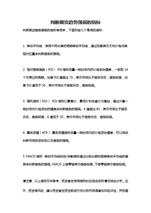 判断期货趋势强弱的指标