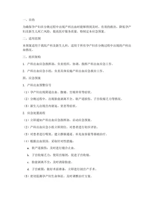 产科出血应急预案