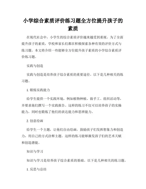 小学综合素质评价练习题全方位提升孩子的素质