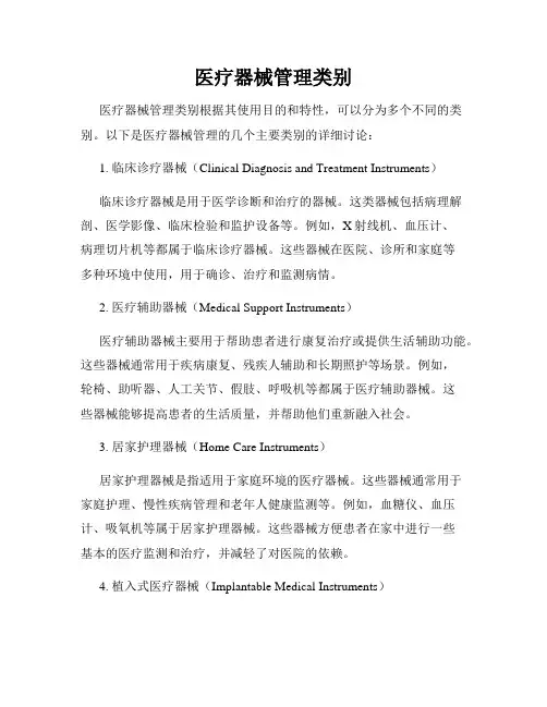 医疗器械管理类别