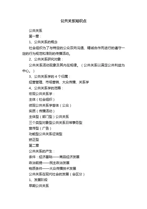公共关系知识点