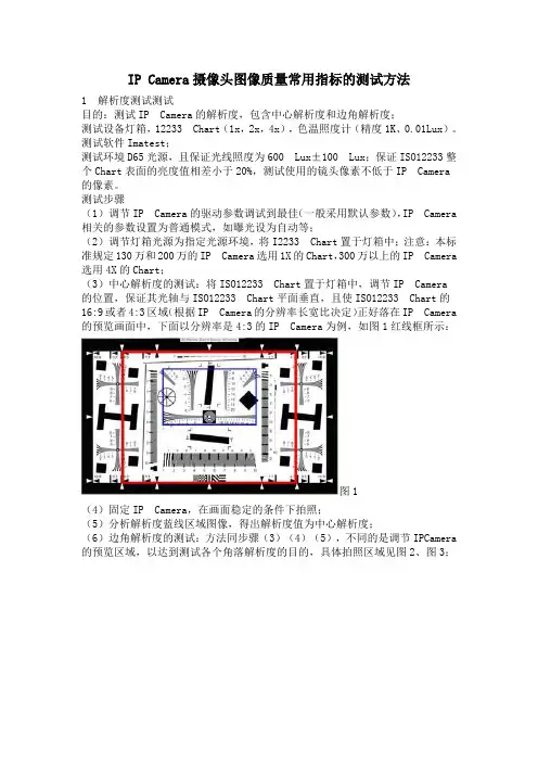 Camera摄像头图像质量常用指标的测试方法
