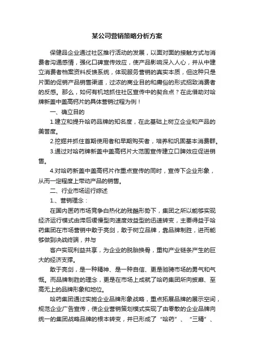 某公司营销策略分析方案