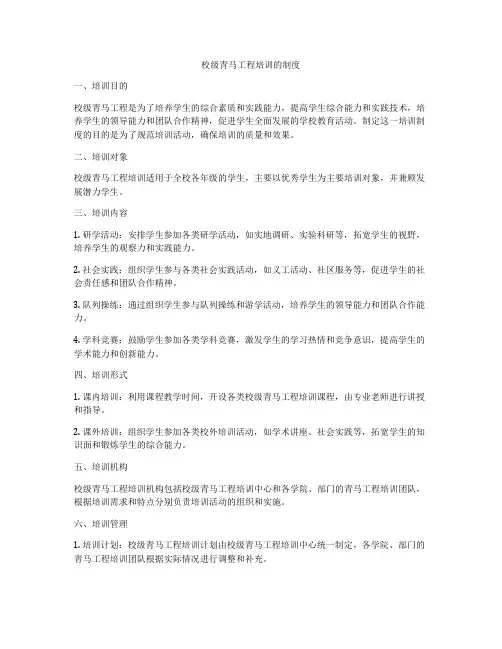校级青马工程培训的制度