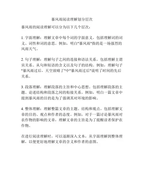 暴风雨阅读理解划分层次