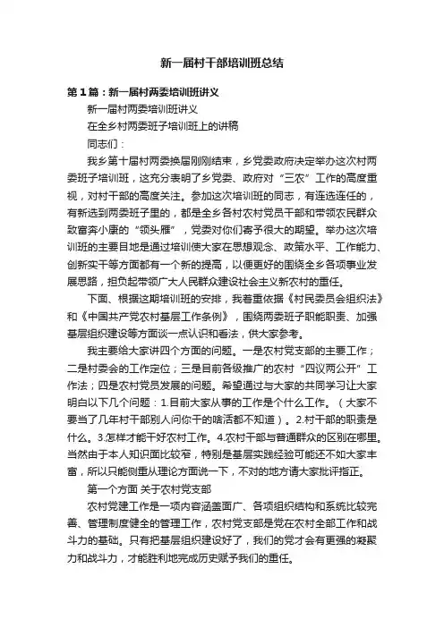 新一届村干部培训班总结