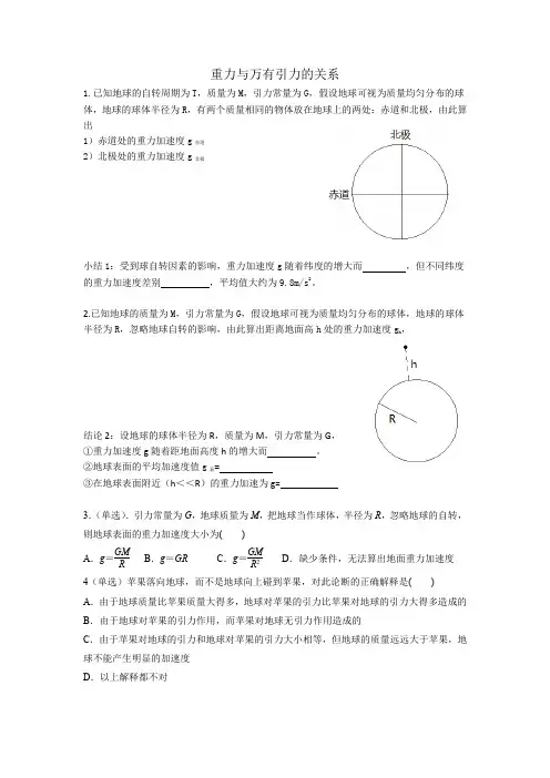 重力与万有引力的关系
