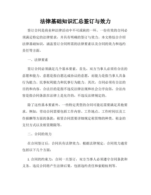 法律基础知识汇总签订与效力