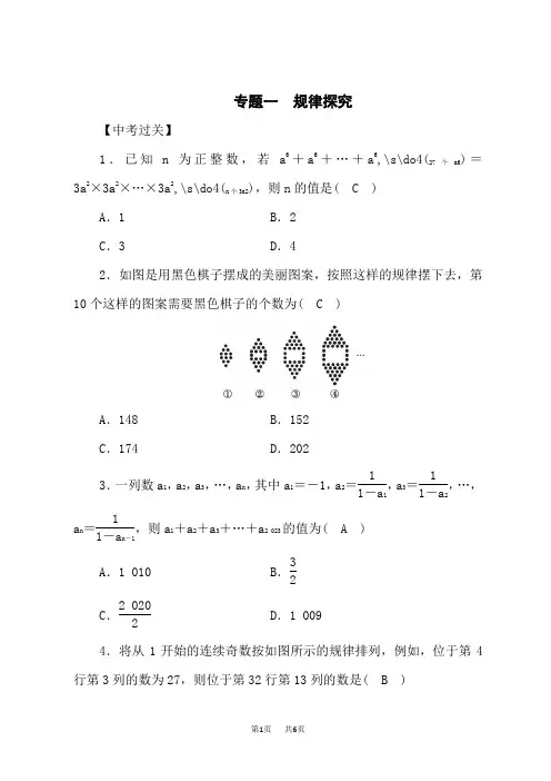 中考数学复习练习 专题一 规律探究